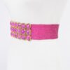 Metallic Straw Stretch Belt with Rhinestones