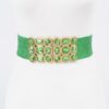 Metallic Straw Stretch Belt with Rhinestones