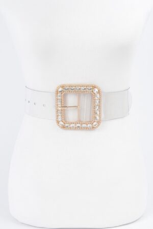 Wide Clear PVC Belt with Stone Metal Buckle