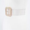 Wide Clear PVC Belt with Stone Metal Buckle