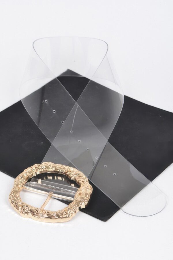 Clear PVC Belt with Oversized Vintage Round Buckle