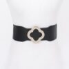Faux Leather Wide Stretch Belt with Metal Buckle