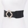 Faux Leather Wide Stretch Belt with Metal Buckle