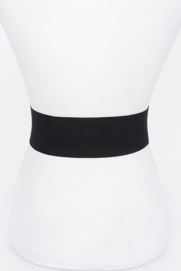 Faux Leather Wide Stretch Belt with Metal Buckle