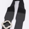 Faux Leather Wide Stretch Belt with Metal Buckle