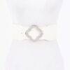 Faux Leather Wide Stretch Belt with Metal Buckle