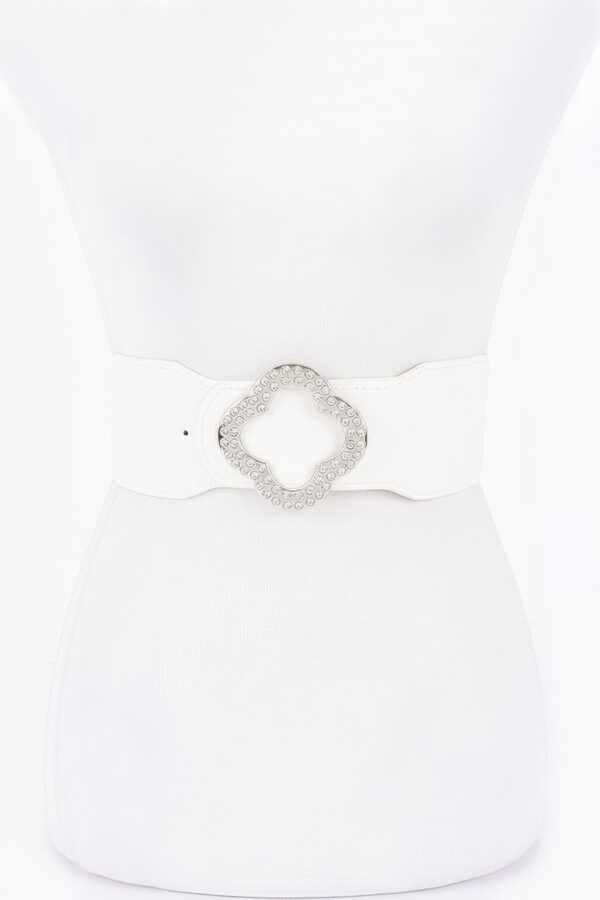 Faux Leather Wide Stretch Belt with Metal Buckle