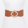 Faux Leather Wide Stretch Belt with Metal Buckle