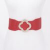 Faux Leather Wide Stretch Belt with Metal Buckle