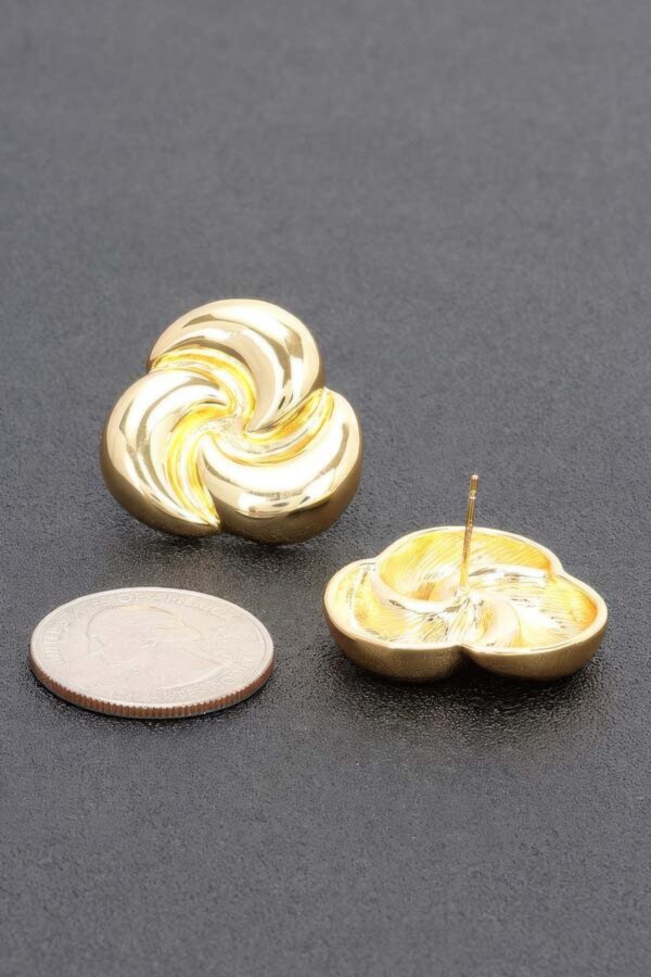 Swirl Flower Gold-Dipped Earrings with Sterling Posts