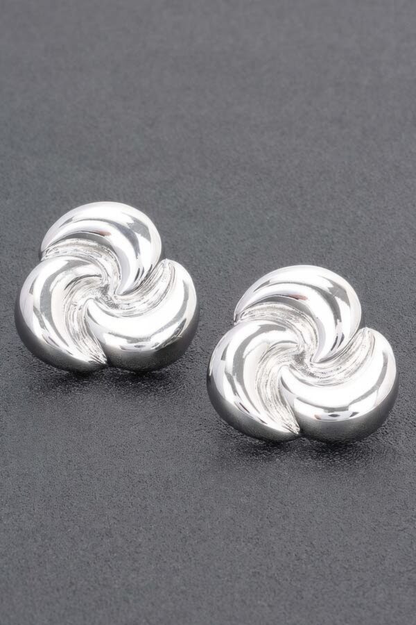 Swirl Flower Gold-Dipped Earrings with Sterling Posts