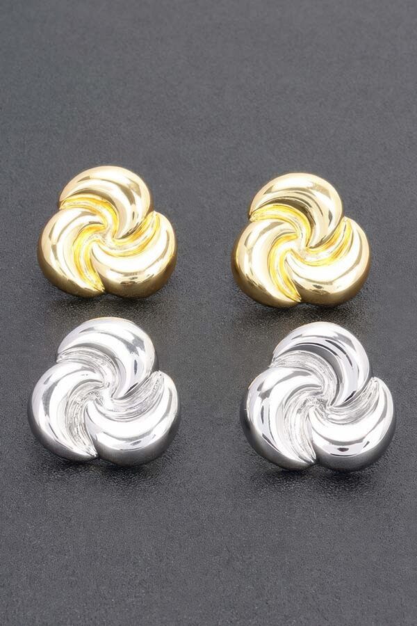 Swirl Flower Gold-Dipped Earrings with Sterling Posts