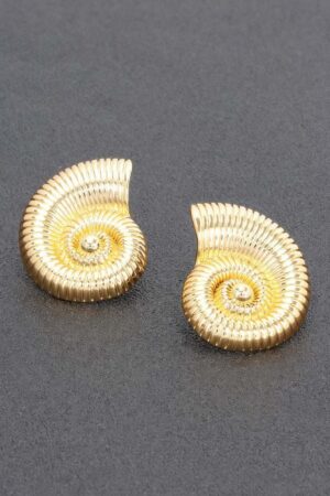Gold-Dipped Spiral Shell Earrings
