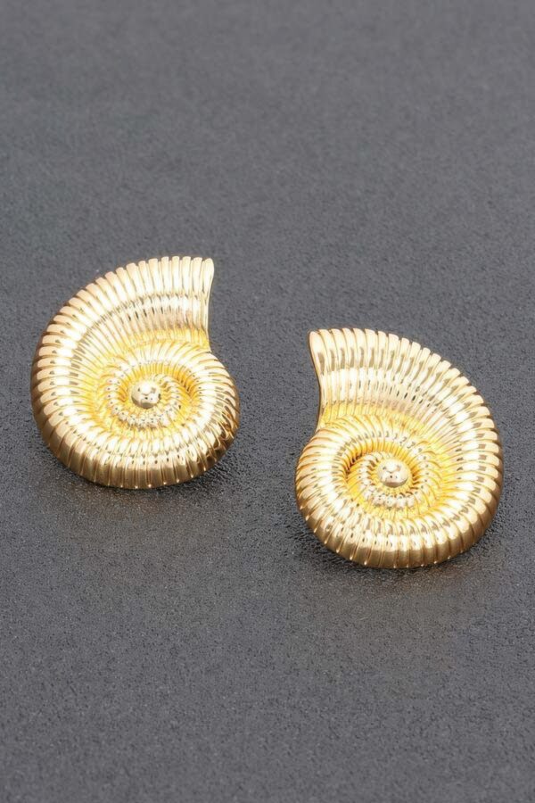 Gold-Dipped Spiral Shell Earrings