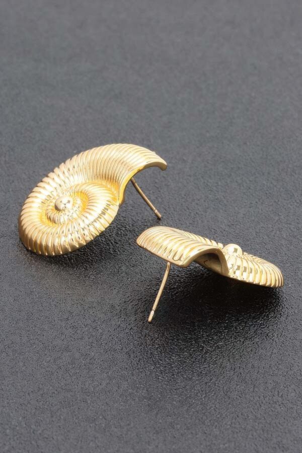 Gold-Dipped Spiral Shell Earrings