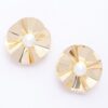 Faux Pearl Flower Metal Earrings – Gold Tone
