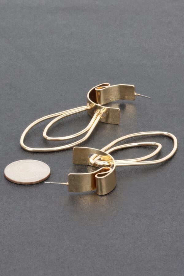Lunar Circles Elongated Silver Hoop Earrings