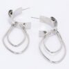 Lunar Circles Elongated Silver Hoop Earrings