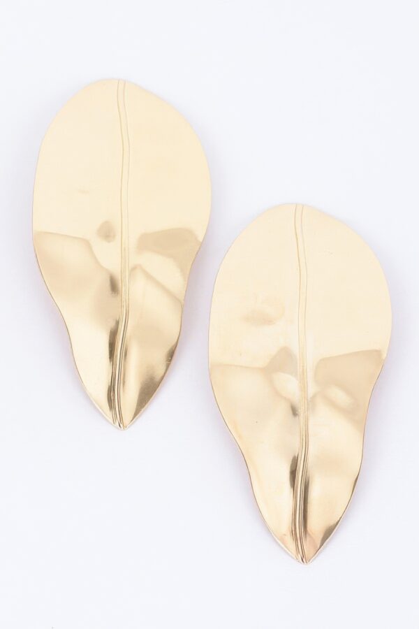 Leaf-Shaped Metal Drop Earrings – 1.5 x 3.75 in