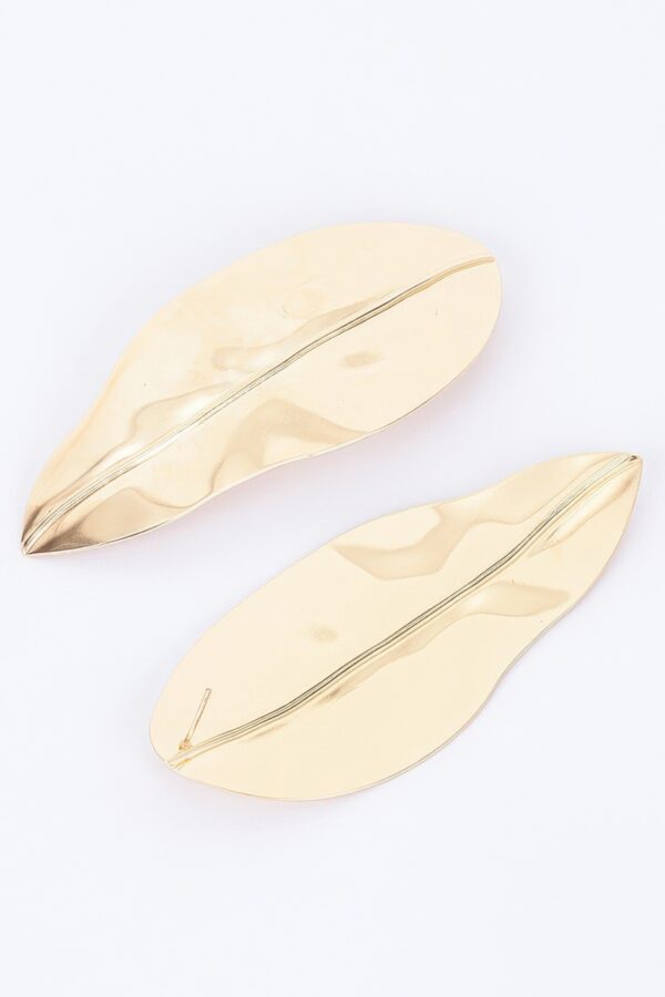Leaf-Shaped Metal Drop Earrings – 1.5 x 3.75 in