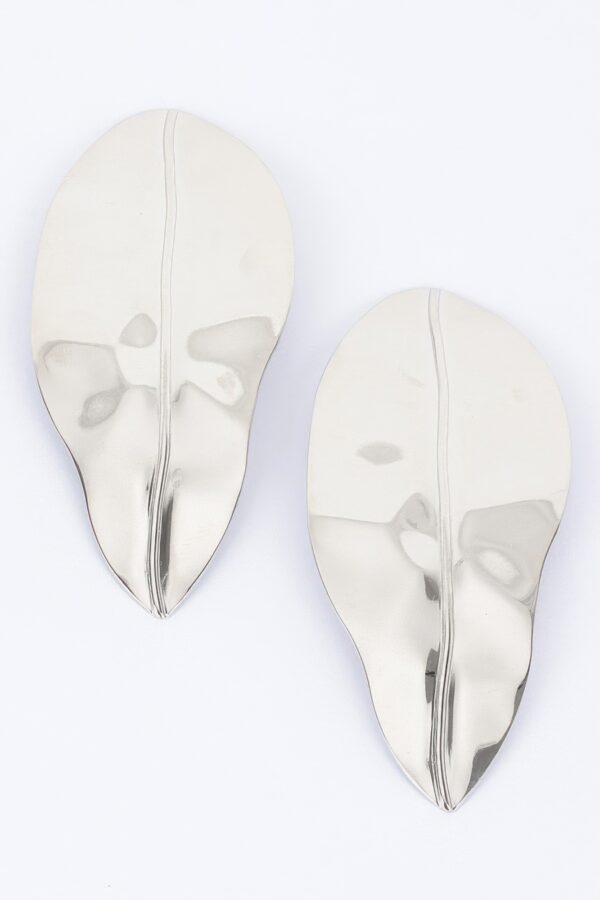Leaf-Shaped Metal Drop Earrings – 1.5 x 3.75 in