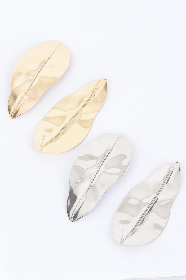 Leaf-Shaped Metal Drop Earrings – 1.5 x 3.75 in