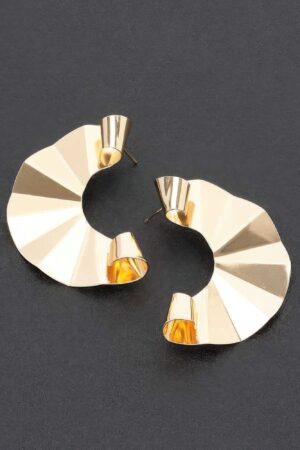 Curved Polished Metal Earrings – 2.5″ Silhouette