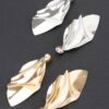 Leaf Luxe Metal Drop Earrings – Elongated Leaf Silhouette