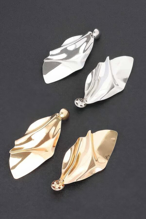 Leaf Luxe Metal Drop Earrings – Elongated Leaf Silhouette