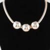 Triple Shiny Bead Statement Necklace – 16″