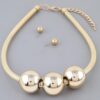 Triple Shiny Bead Statement Necklace – 16″