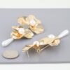 Pearl Flower Drop Earrings – Gold-Tone Floral Drops