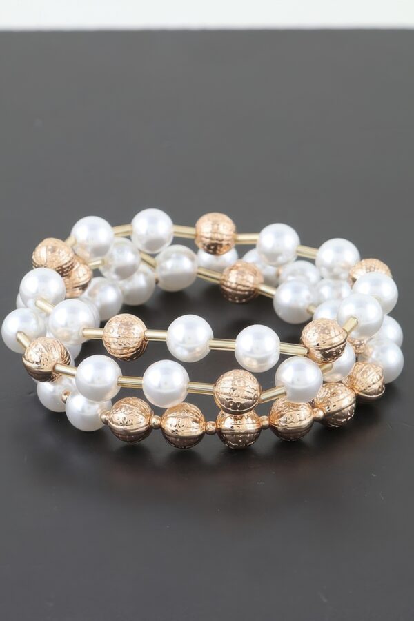 Multi Pearl Beaded Bracelet – Gold-Tone & Faux Pearls