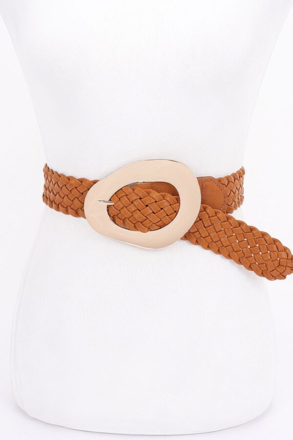 Braided Belt with Polished Metal Buckle – 2″ Wide