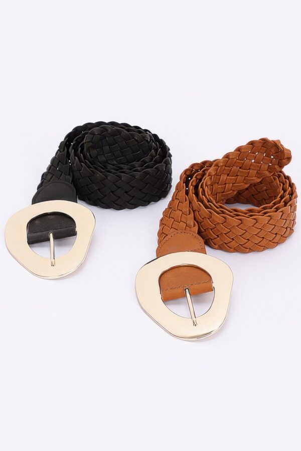 Braided Belt with Polished Metal Buckle – 2″ Wide