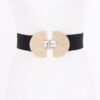 Slim Elastic Waist Belt with Gold-Tone Buckle