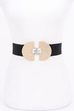 Slim Elastic Waist Belt with Gold-Tone Buckle