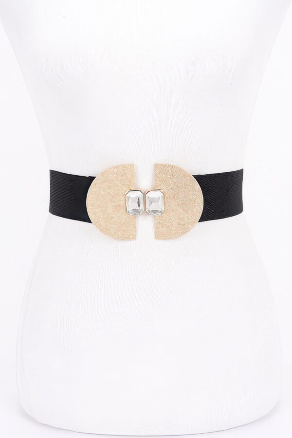 Slim Elastic Waist Belt with Gold-Tone Buckle