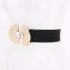 Slim Elastic Waist Belt with Gold-Tone Buckle