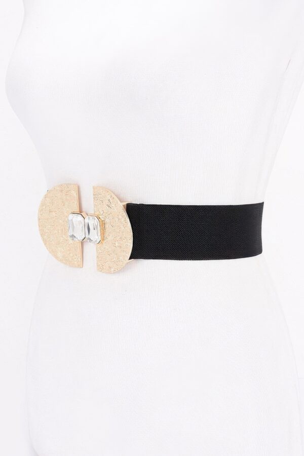 Slim Elastic Waist Belt with Gold-Tone Buckle
