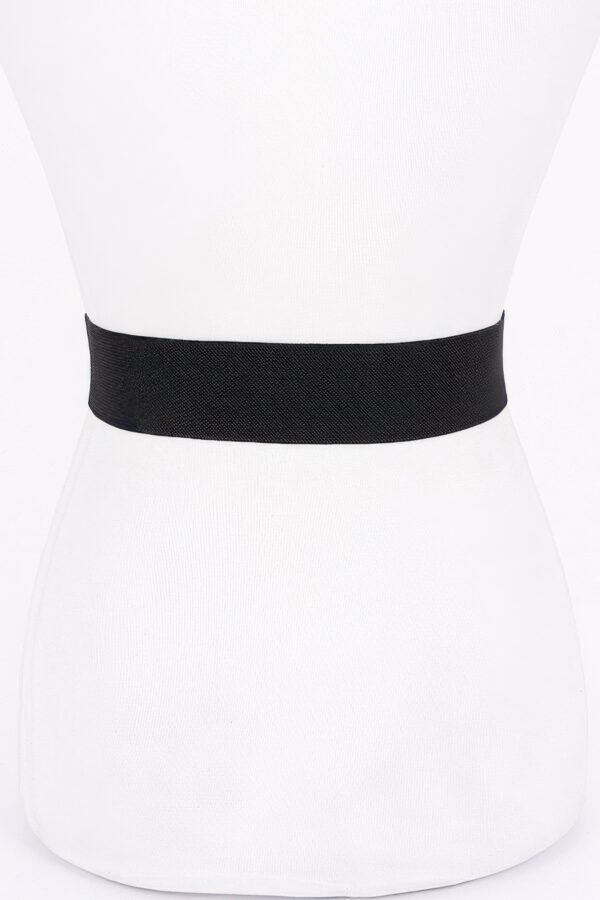 Slim Elastic Waist Belt with Gold-Tone Buckle