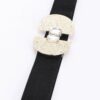 Slim Elastic Waist Belt with Gold-Tone Buckle