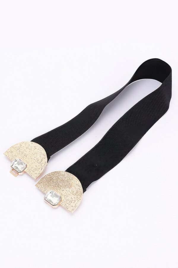 Slim Elastic Waist Belt with Gold-Tone Buckle