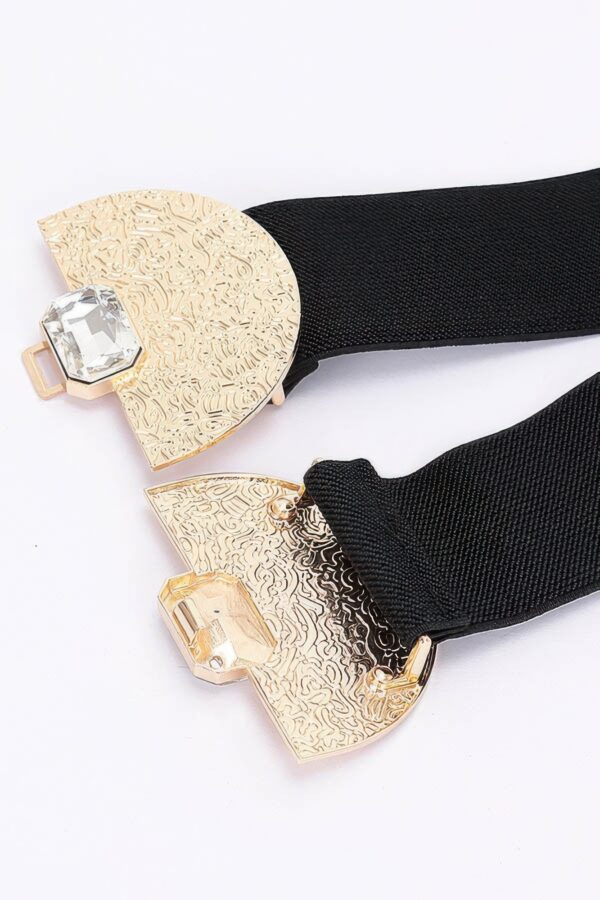 Slim Elastic Waist Belt with Gold-Tone Buckle