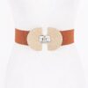 Slim Elastic Waist Belt with Gold-Tone Buckle