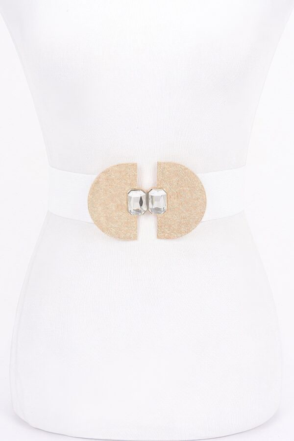 Slim Elastic Waist Belt with Gold-Tone Buckle