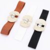 Slim Elastic Waist Belt with Gold-Tone Buckle