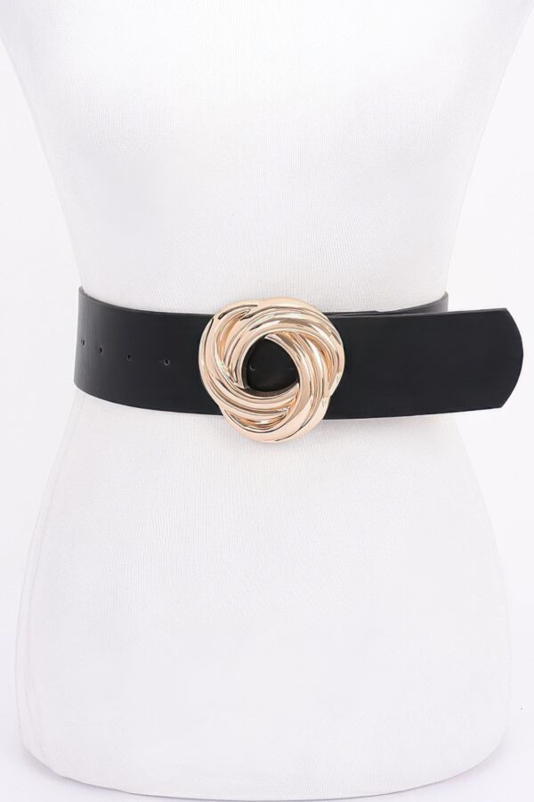 Knot-Detail PU Waist Belt with Metal Buckle