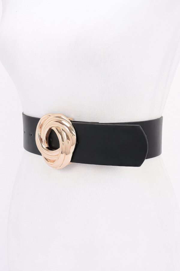 Knot-Detail PU Waist Belt with Metal Buckle