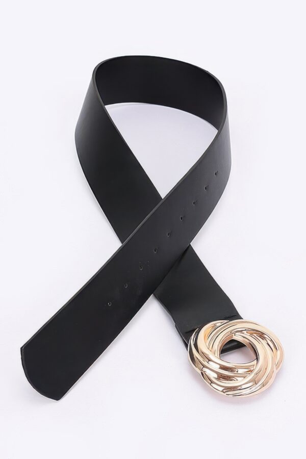 Knot-Detail PU Waist Belt with Metal Buckle